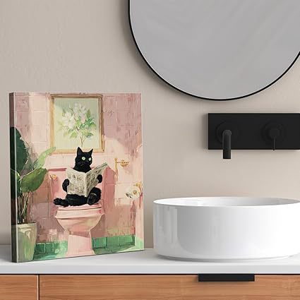 Pink Cat Canvas Art Painting for Home Decoration